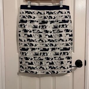 Ann Taylor Navy and White Pencil Skirt